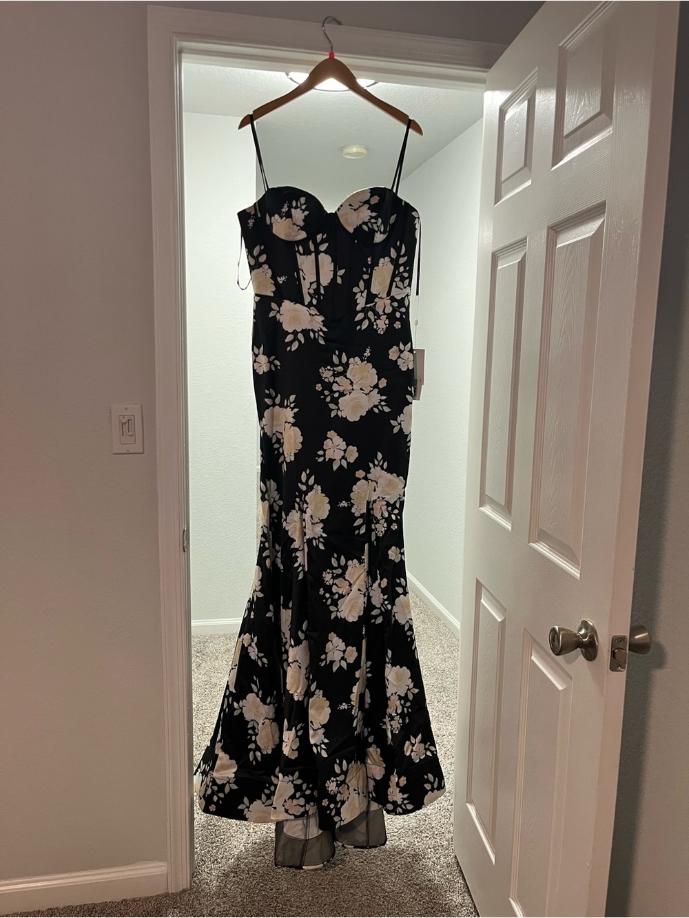 Portia and Scarlett Black Maxi Dress with Cream Floral Print